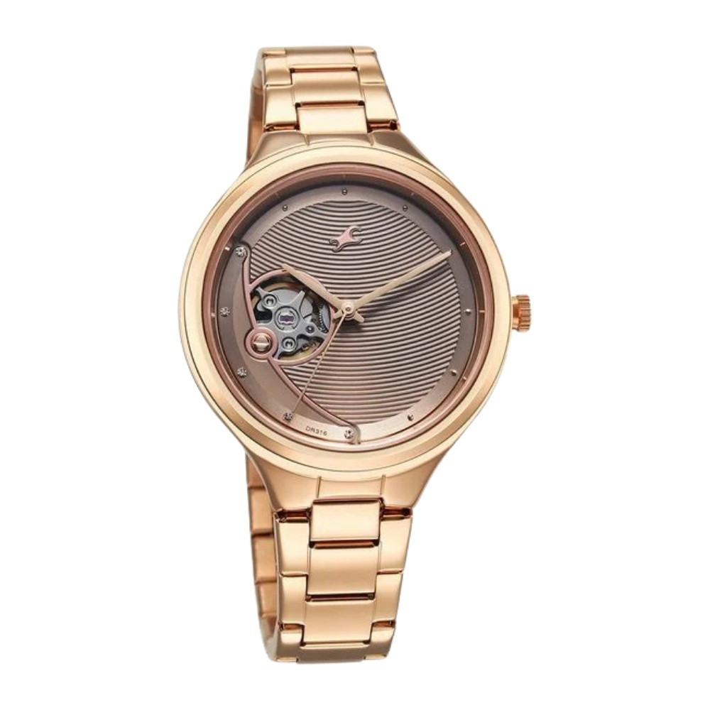 Fastrack Automatic Rose Gold Dial Metal Strap Watch For Girls 6310WM01