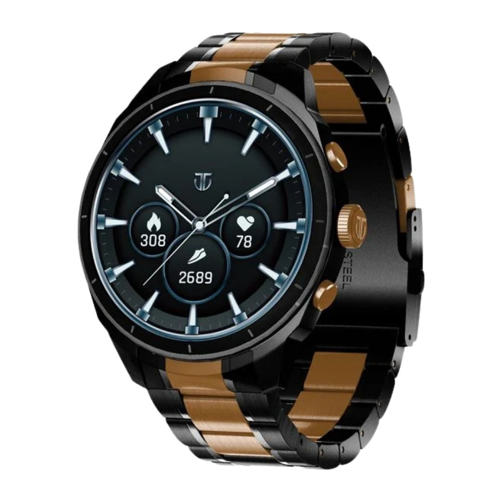 Titan Heritage Premium Smartwatch with All SS Design, 3.6 CM AMOLED Display, BT Calling, Advanced Chipset, Titan Health 90207KM01
