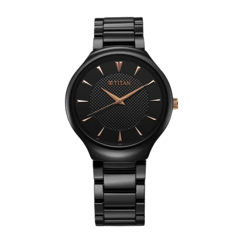 Titan Regalia Ceramics Quartz Analog Black Dial Black Color Ceramic Strap Watch For Men 90014KC05