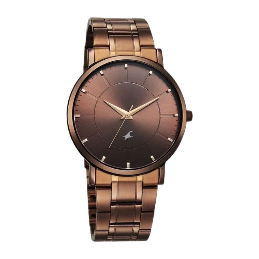 Fastrack Stunners X Quartz Analog Brown Dial Stainless Steel Strap Watch For Guys (38163QM01)