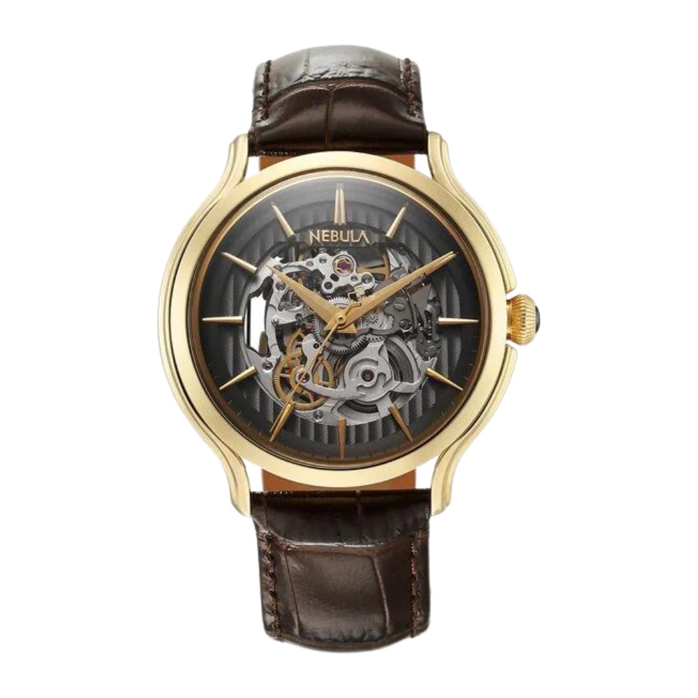 Titan Nebula Art Deco Skeleton Automatic 18 Karat Solid Gold Watch for Men NS5074DL01