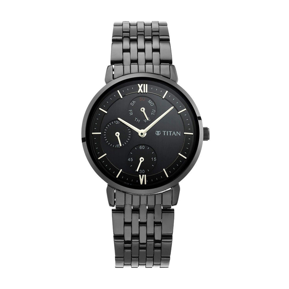 Titan Workwear Black Dial Women Watch With Metal Strap NR2652NM01