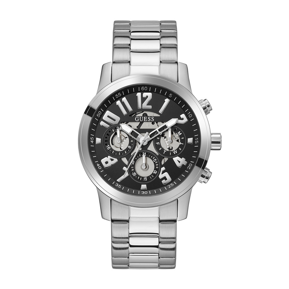 GUESS Mens Silver Tone Multi-function Watch GW0627G1
