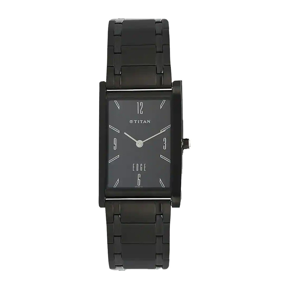 Titan Edge Black Dial Black Stainless Steel Strap Watch NR1043NM01