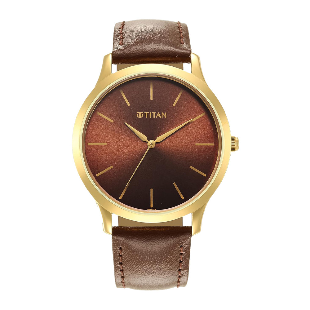 Titan Karishma Radiance Brown Dial Analog Leather Strap watch for Men NR1825YL04