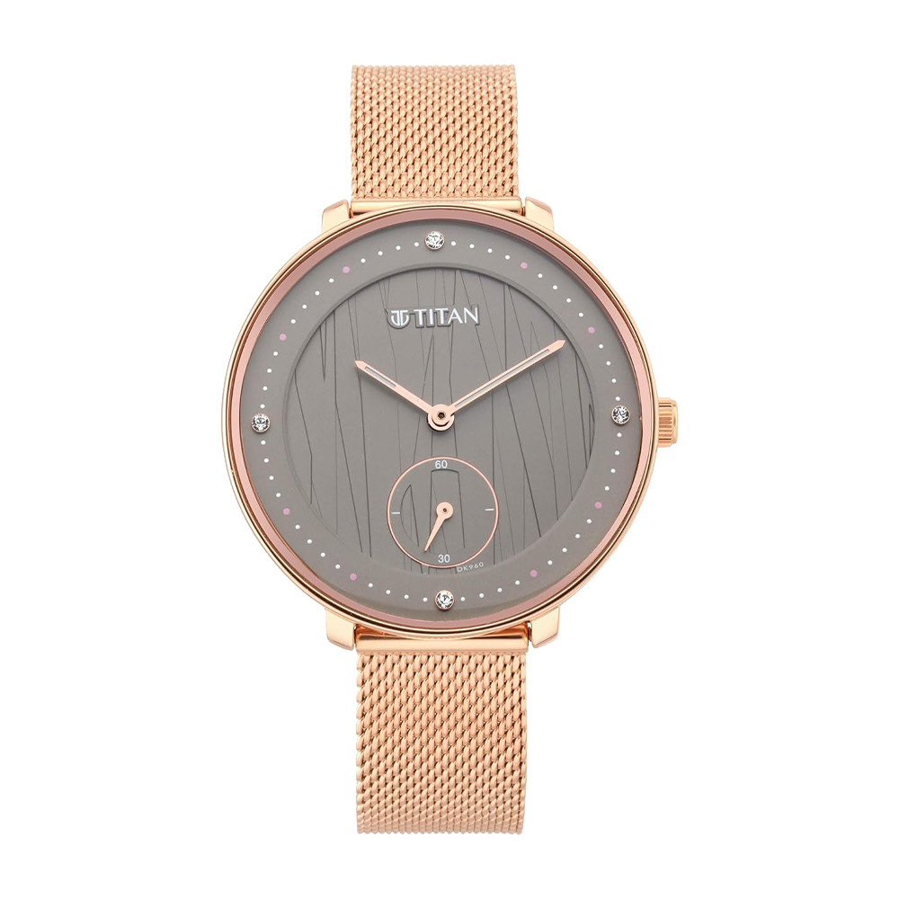 Titan Workwear Black Dial Women Watch With Stainless Steel Strap NR2651WM01