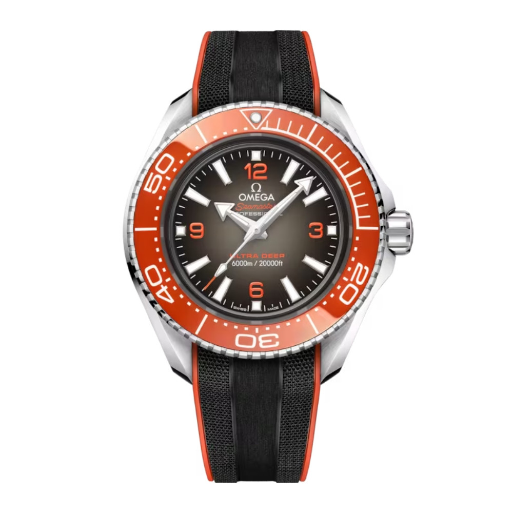 SEAMASTER PLANET OCEAN 6000M 45.5 MM, O‑MEGASTEEL ON RUBBER STRAP  215.32.46.21.06.001