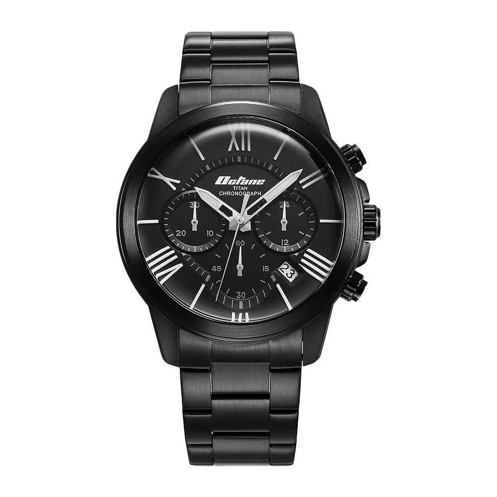 Titan Octane Classic Sporty Black Dial Chronograph Stainless Steel Strap Watch for Men NR90152NM01