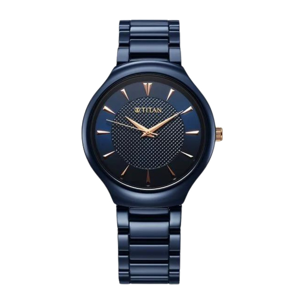 Titan Regalia Ceramics Quartz Analog Blue Dial Blue Color Ceramic Strap Watch For Men 90014KC04