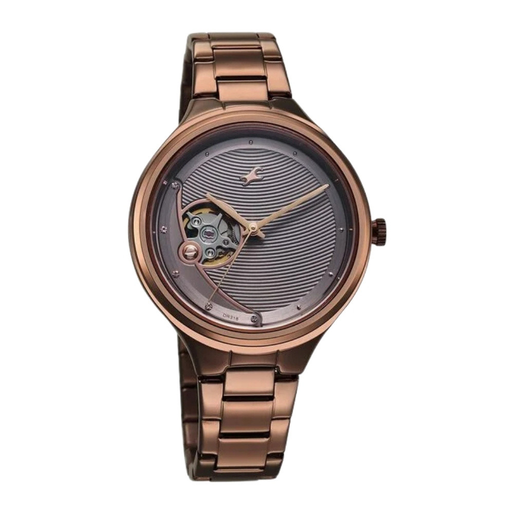 Fastrack Automatic Brown Dial Metal Strap Watch For Girls 6310QM01
