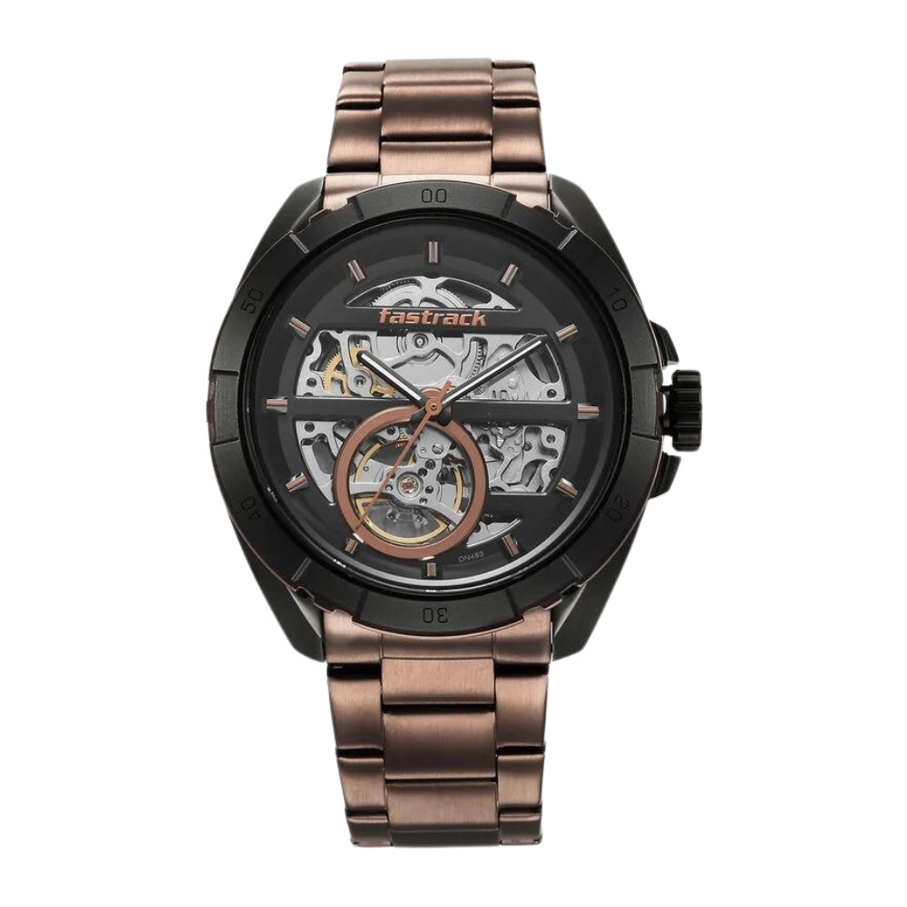 Fastrack Automatics Black Dial Stainless Steel Strap Watch for Guys 3297KM01