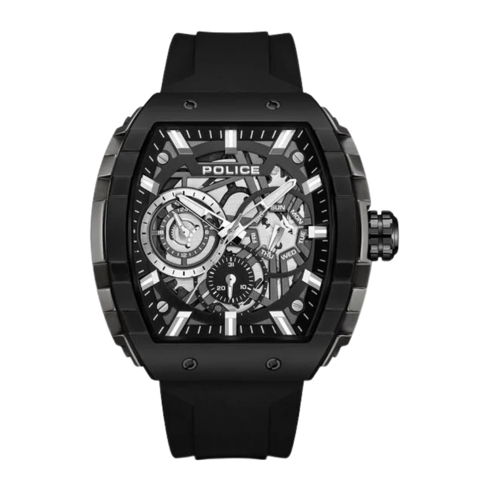 Police Quartz Multifunction Black Dial Black Colour Silicone Strap Watch For Men PLPEWGQ0063001