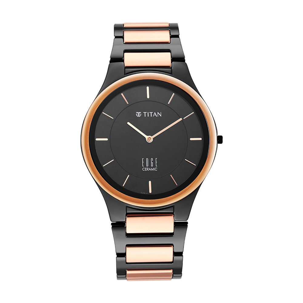 Titan Edge Ceramic Midnight Gold - Slimmest Ceramic Analog Watch NR1696KC01