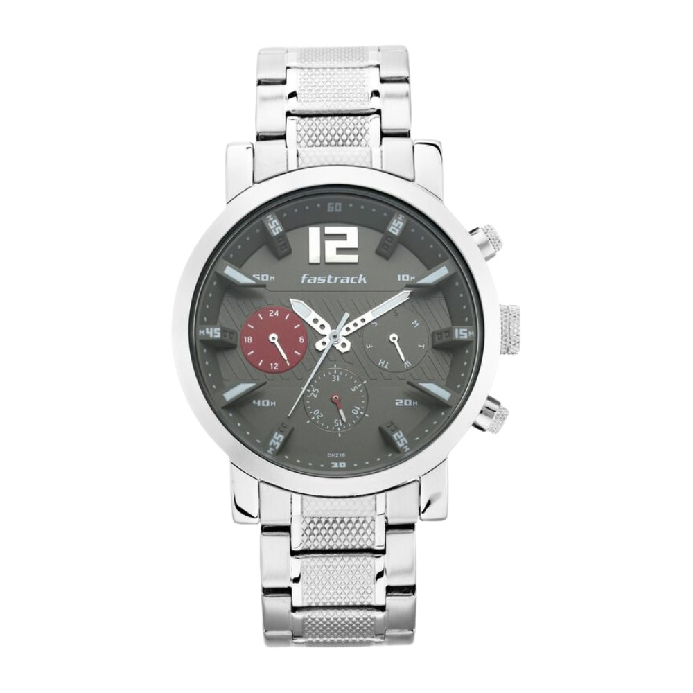 Fastrack Fastfit Quartz Multifunction Grey Dial Stainless Steel Strap Watch for Guys NR3227SM01