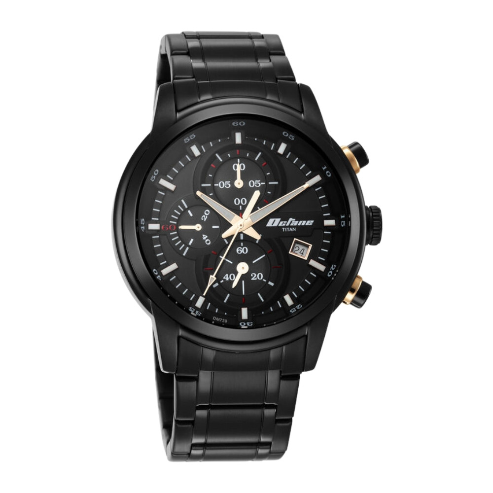 Titan Octane Black Dial Chronograph Watch for Men NR90086KM05