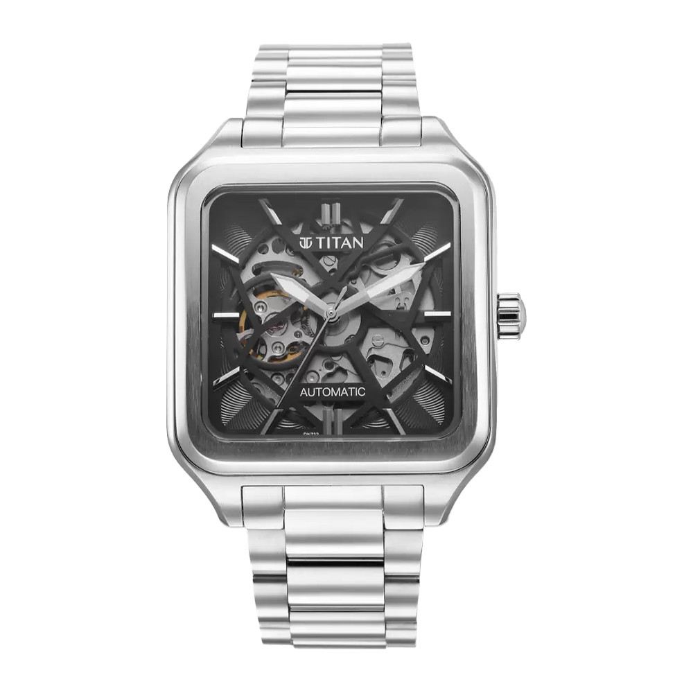 Titan Shaped Automatics Anthracite Dial Stainless Steel Strap for Men 90162SM01