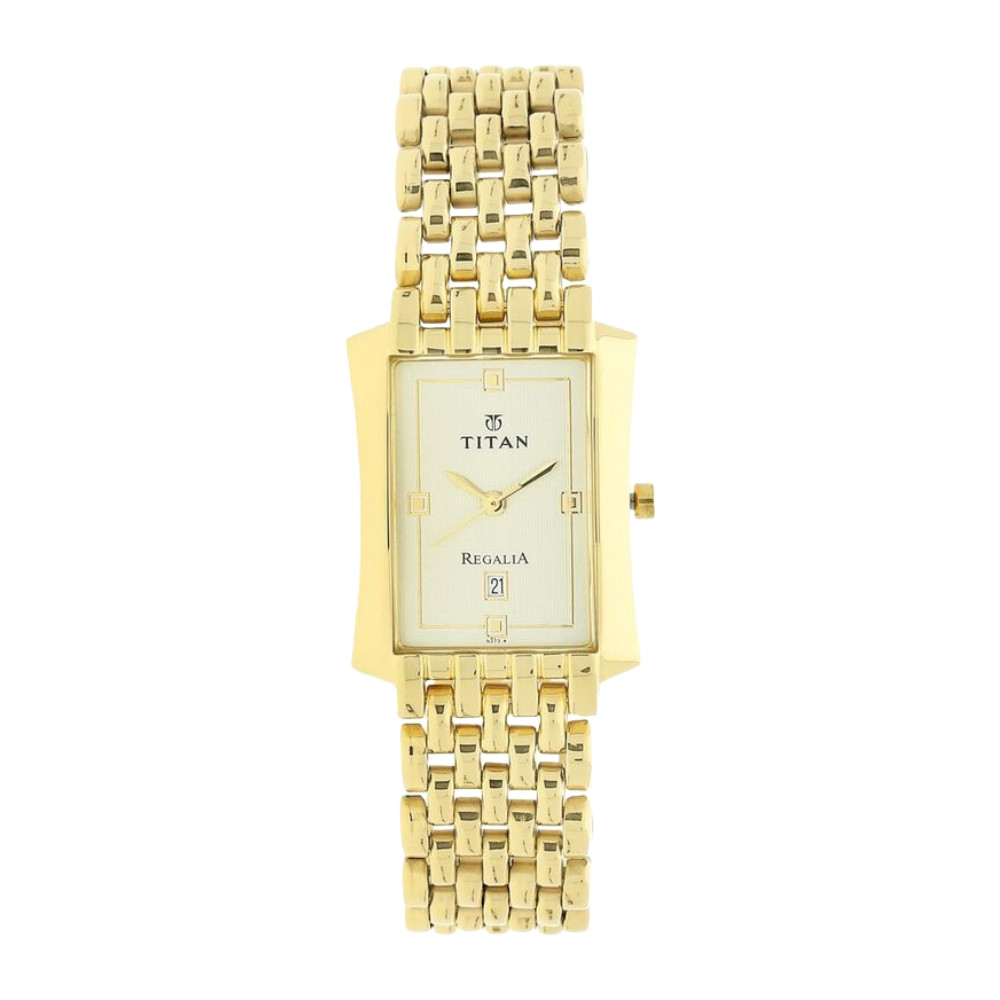 Titan Quartz Analog with Date White Dial Stainless Steel Strap Watch for Men NR1927YM05