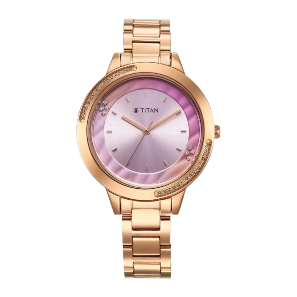 Titan Razzle Dazzle Quartz Analog Pink Dial Stainless Steel Strap Watch For Women 2764WM01