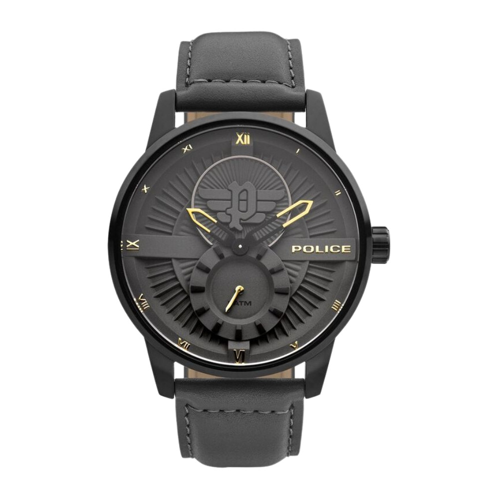 Police Quartz Analog Grey Dial Leather Strap Watch for Men NEPLPEWJA2110101