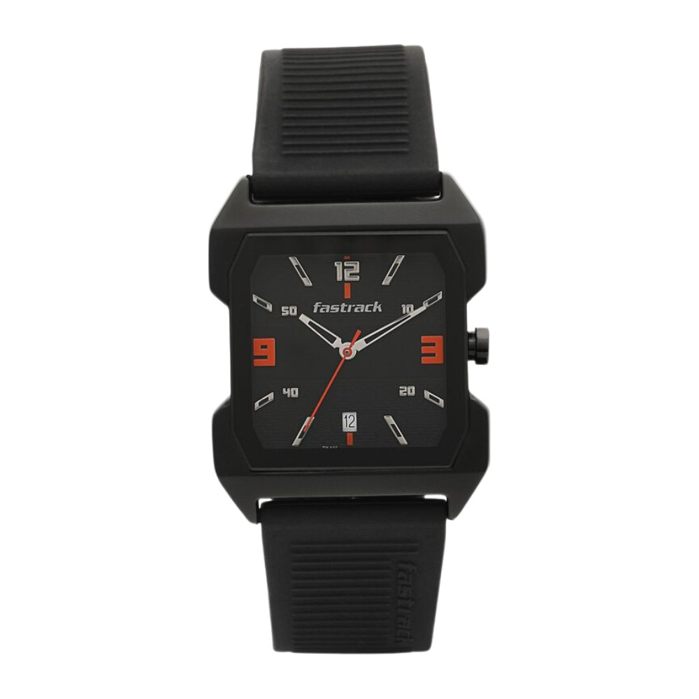 Fastrack Hitlist Quartz Analog with Date Black Dial PU Strap Watch for Guys NR1474NP01