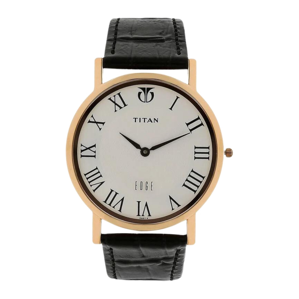 Titan Quartz Analog White Dial Leather Strap Watch for Men NR1595WL01