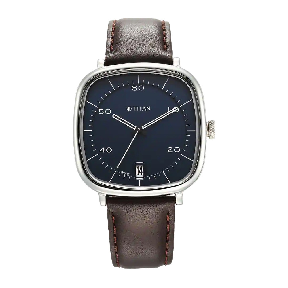 Titan Neo Curve Quartz Analog Anthracite Dial Brown Leather Strap Watch for Men 1885SL03