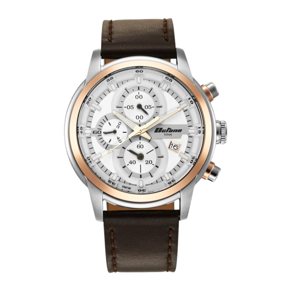 Titan Octane Silver Dial Analog with Date Stainless Steel Strap Watch for Men NR90086KL02