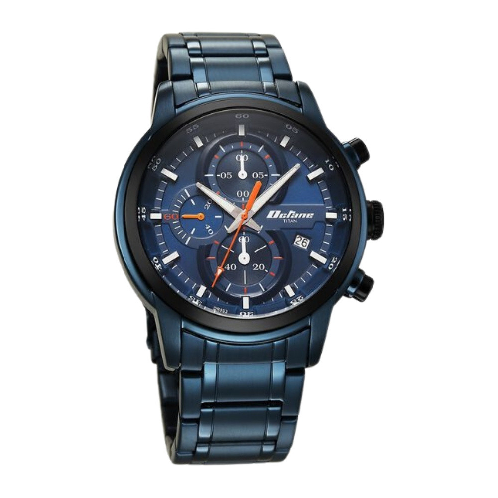 Titan Octane Primal Quartz Chronograph Blue Dial Blue Stainless Steel Strap Watch For Men (90086KM08)