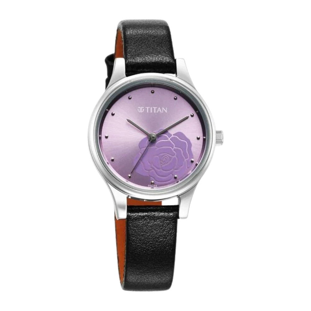 Titan Karishma Quartz Analog Purple Leather Strap for Women (2679SL01)