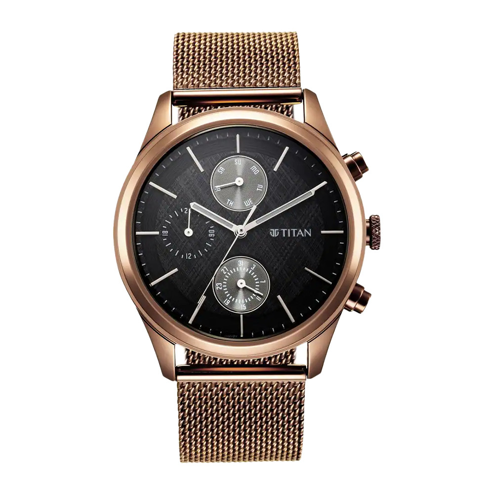 Titan Neo Splash Black Dial Stainless Steel Strap Watch NR1805QM05