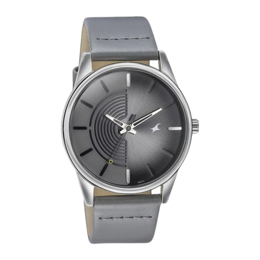 Fastrack Stunners Quartz Analog Grey Dial Leather Strap Watch for Guys 3305SL02
