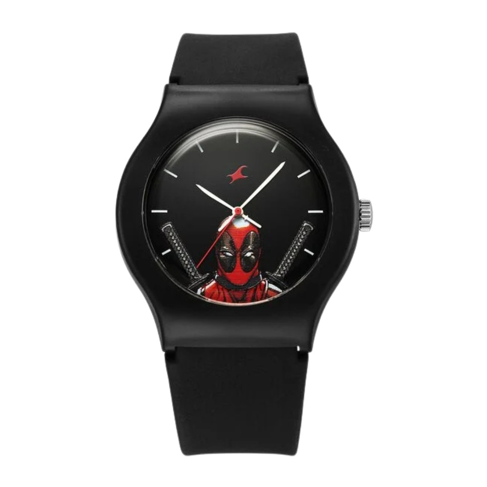 Fastrack Deadpool Wolverine Quartz Analog Black Dial With Black Silicone Strap Watch For Unisex 9915PP103
