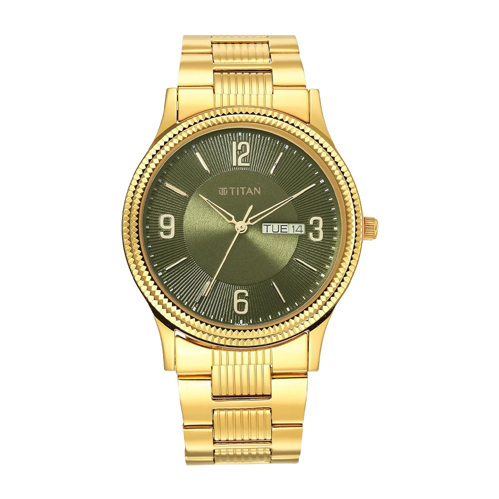 Titan Karishma Green Dial Analog Stainless Steel Strap watch for Men NR1650YM08