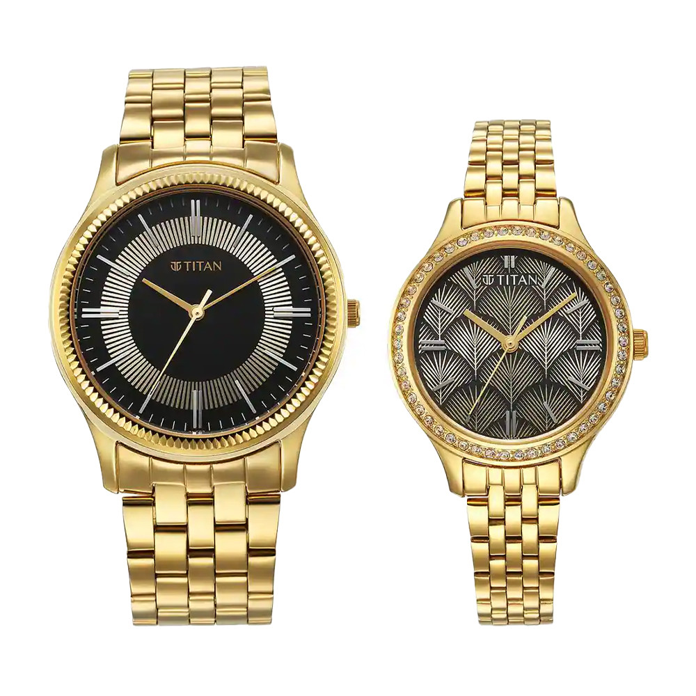 Titan Karishma Bandhan Black Dial Watch for Couple 18242712YM02P