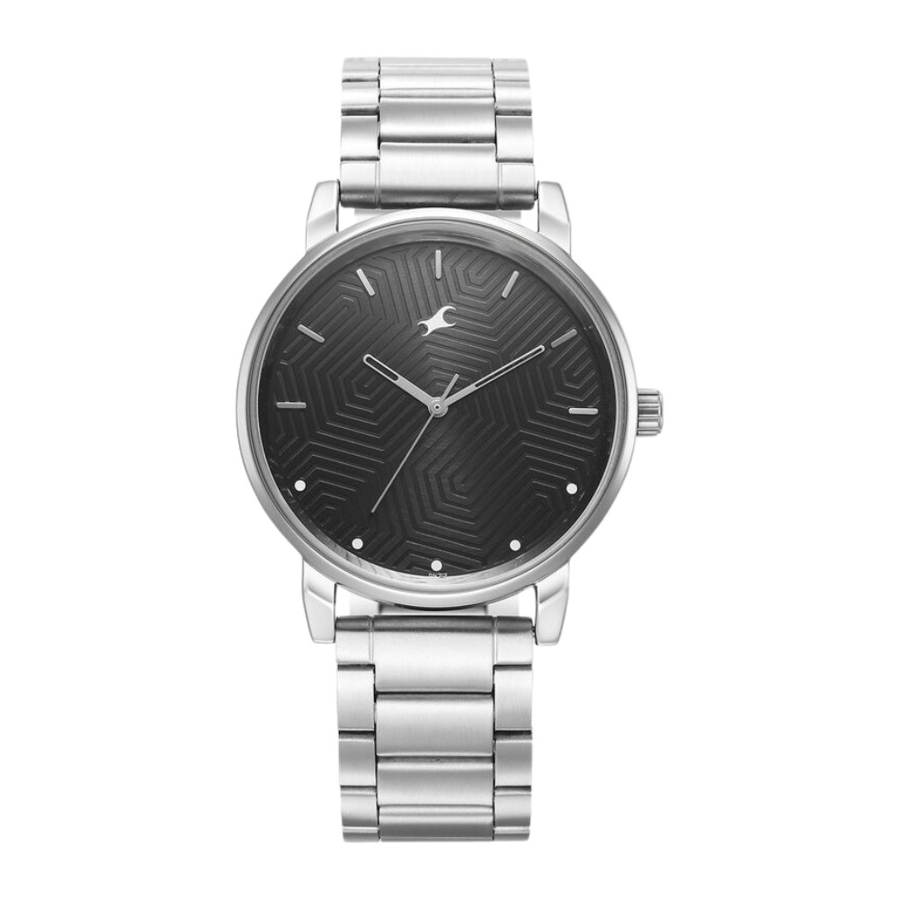 Fastrack Stunners Black Dial Metal Strap Watch for Guys 3278SM05