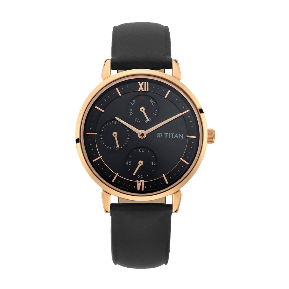Titan Workwear Black Dial Multi Leather Strap watch for Women NR2652WL01