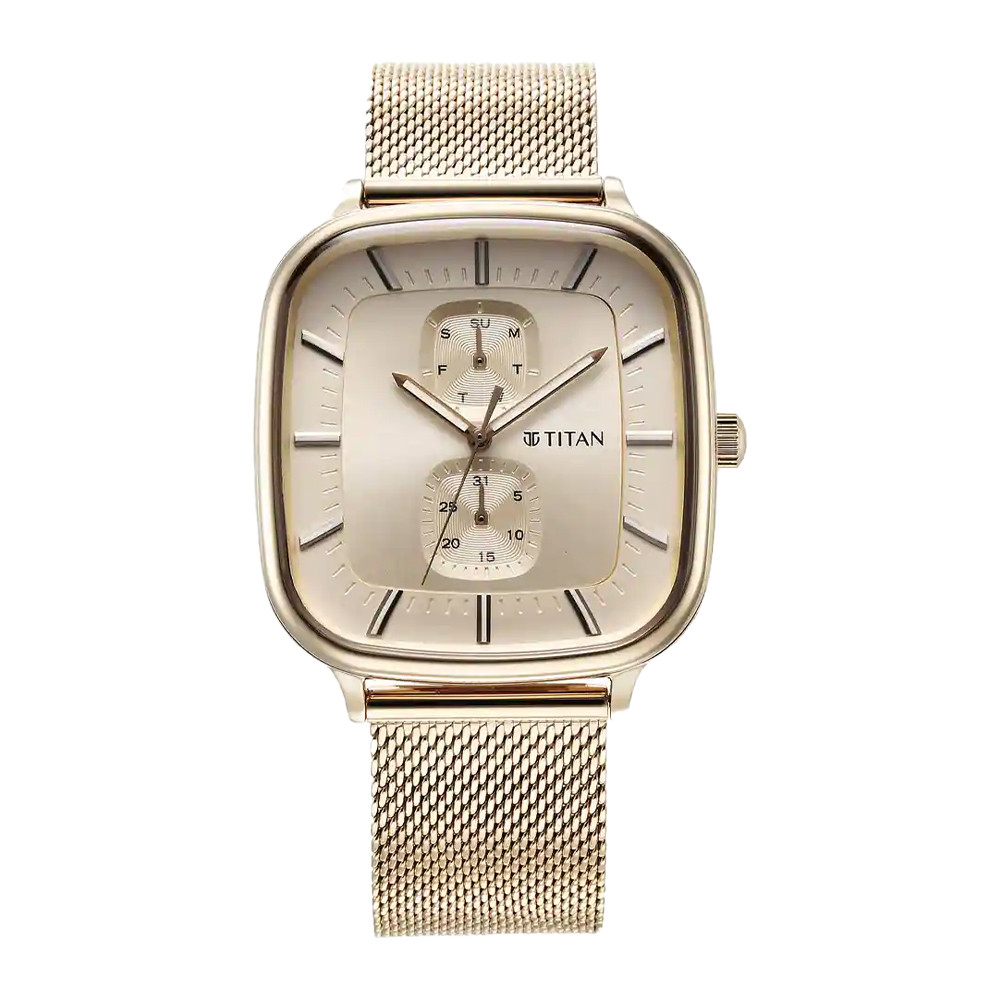 Titan Avant Garde Quartz Multifunction Silver Dial Stainless Steel Strap for Men 90178WM01