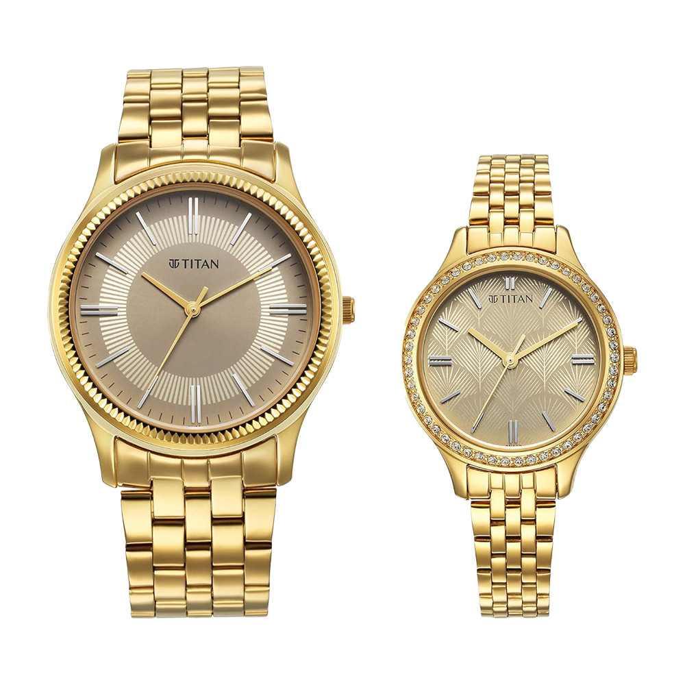 Titan Karishma Bandhan Off White Dial Watch for Couple 18242712YM01P