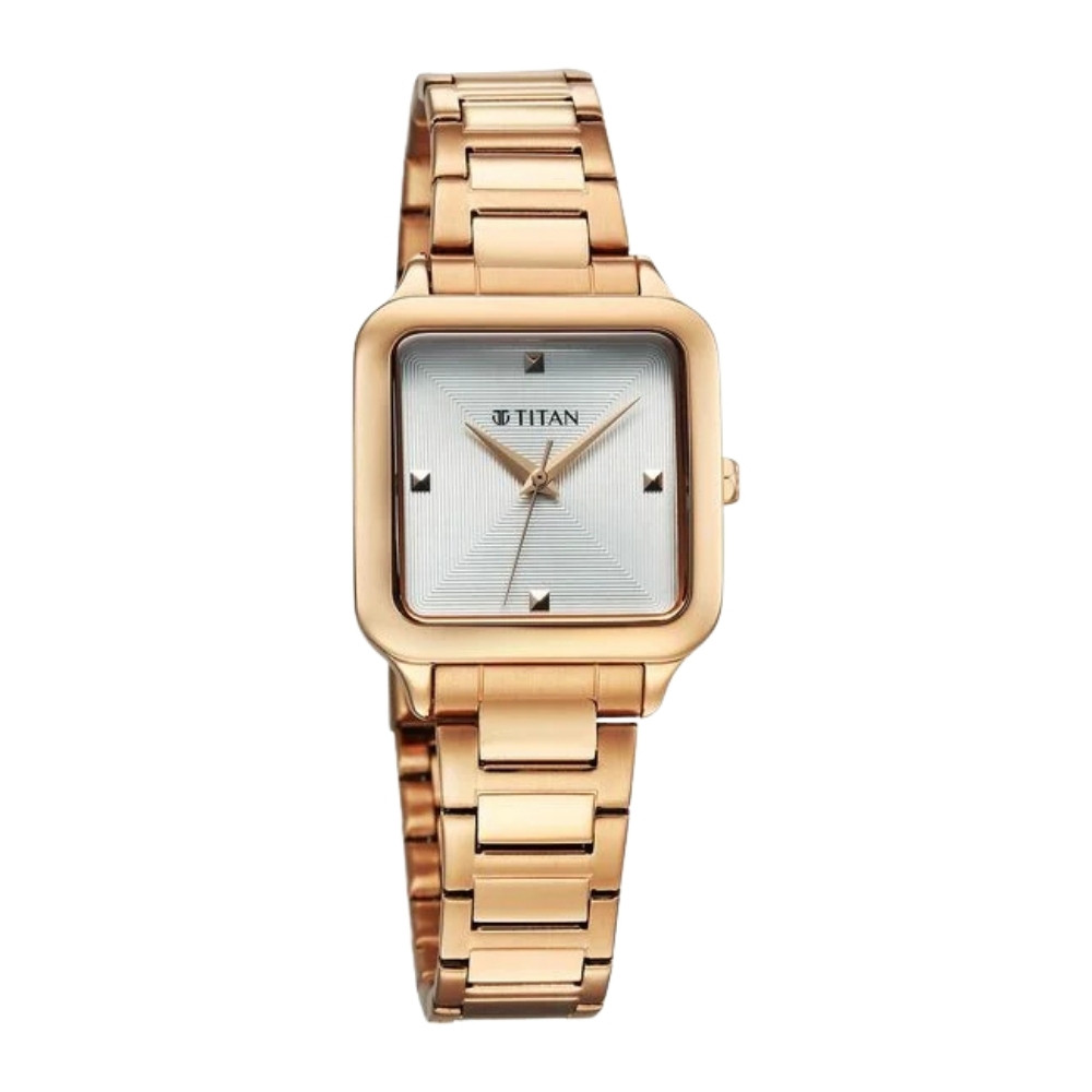 Titan Horizon Quartz Analog White Dial Stainless Steel Strap Watch For Women 95297WM01