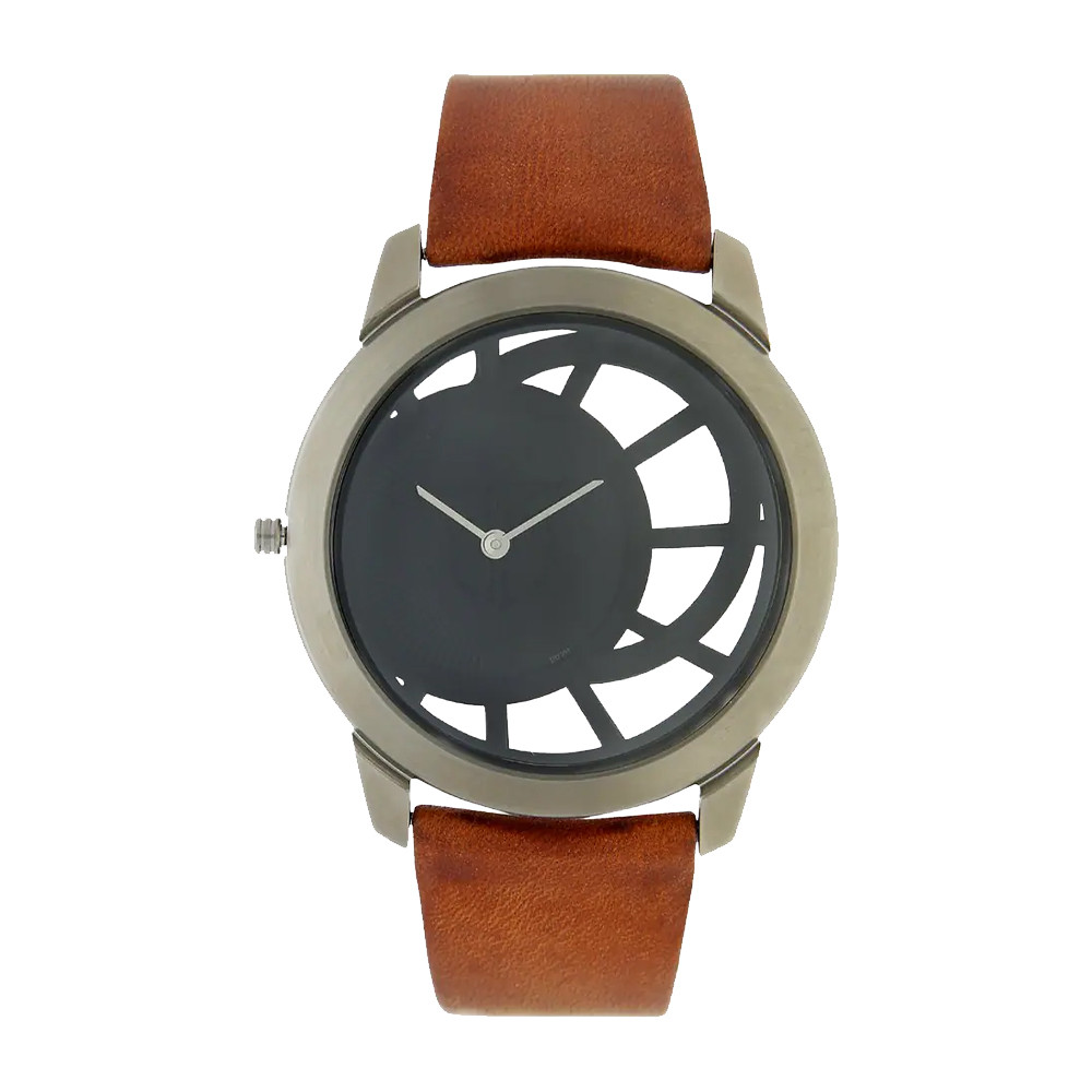 Titan Quartz Analog Black Dial Leather Strap Watch for Men NR1576TL01