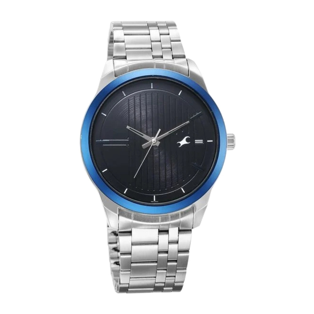 Fastrack Stunners Quartz Analog Black Dial Metal Strap Watch for Guys 3308KM02