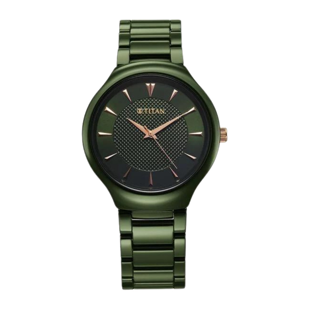 Titan Regalia Ceramics Quartz Analog Green Dial Green Color Ceramic Strap Watch For Men 90014KC03