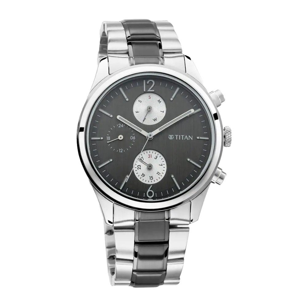 Titan Workwear Watch with Anthracite Dial & Metal Strap NR1805KM02