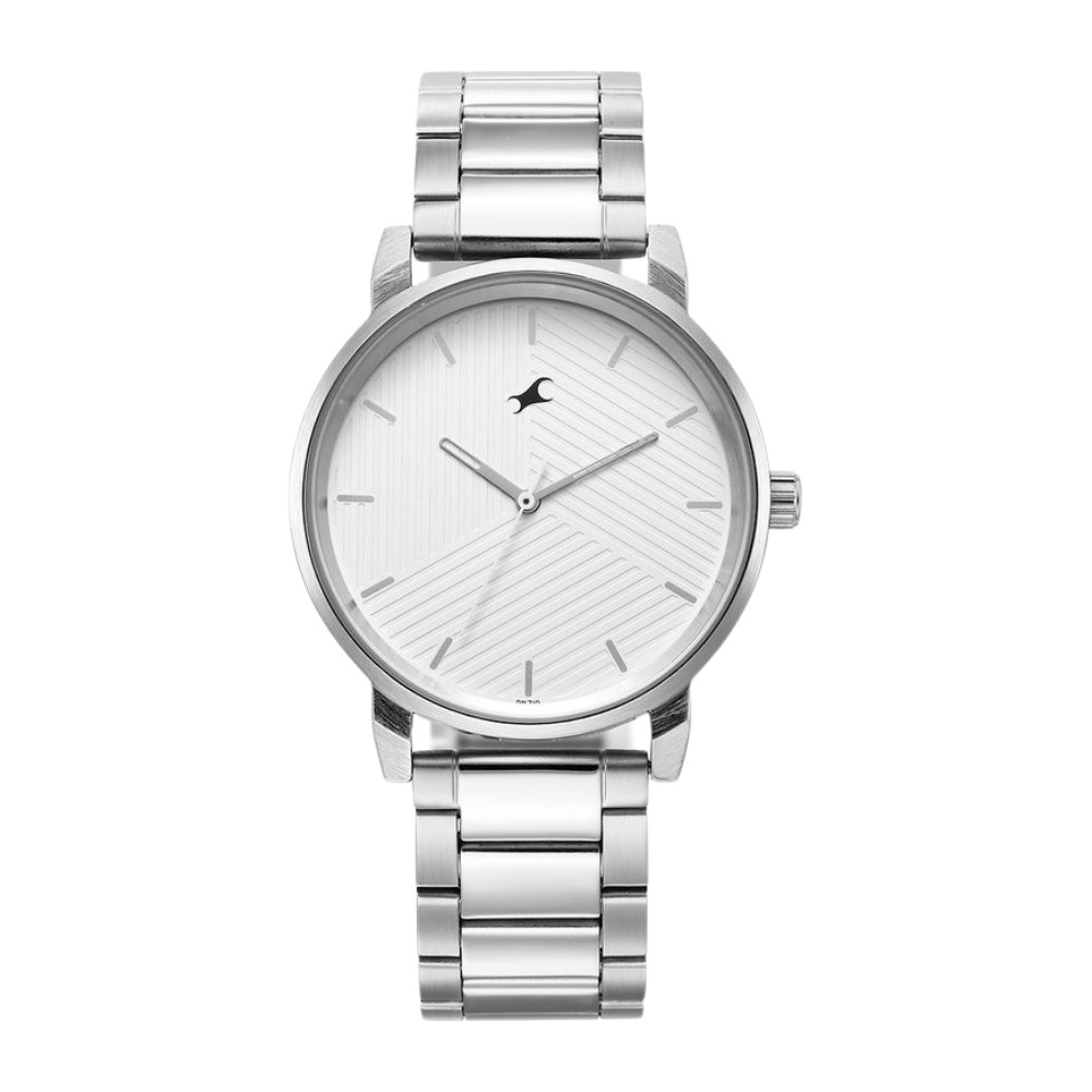 Fastrack Stunners White Dial Metal Strap Watch for Guys 3278SM04