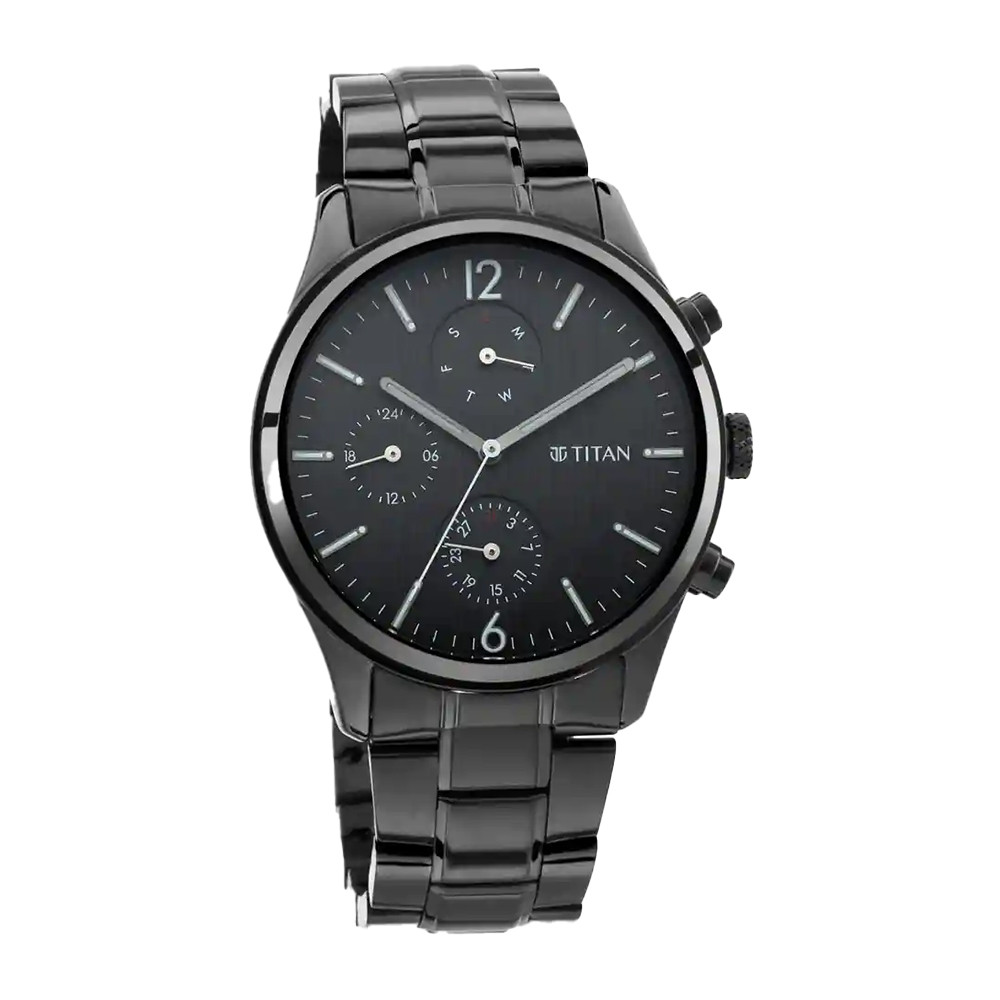 Titan  Workwear Watch with Black Dial & Metal Strap NR1805NM02