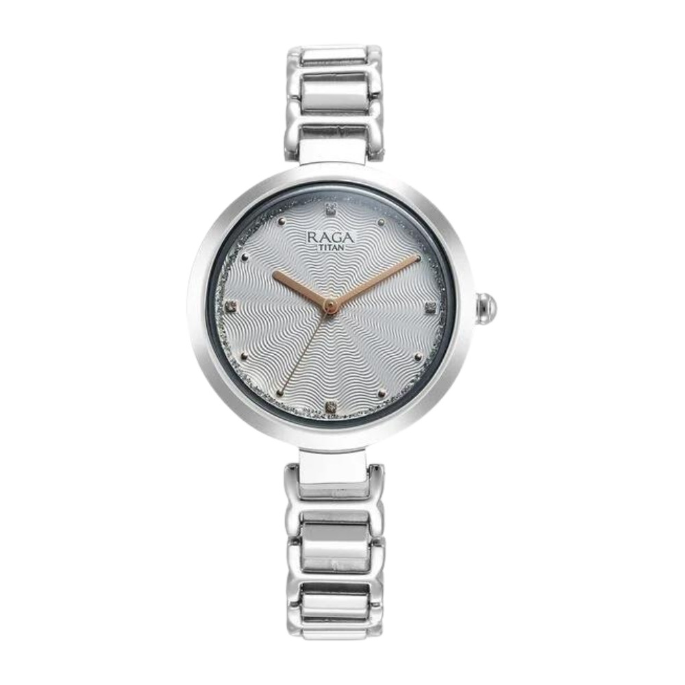 Titan Raga Memoirs Quartz Analog Silver Dial With Silver Color Metal Strap Watch For Women 2752SM01
