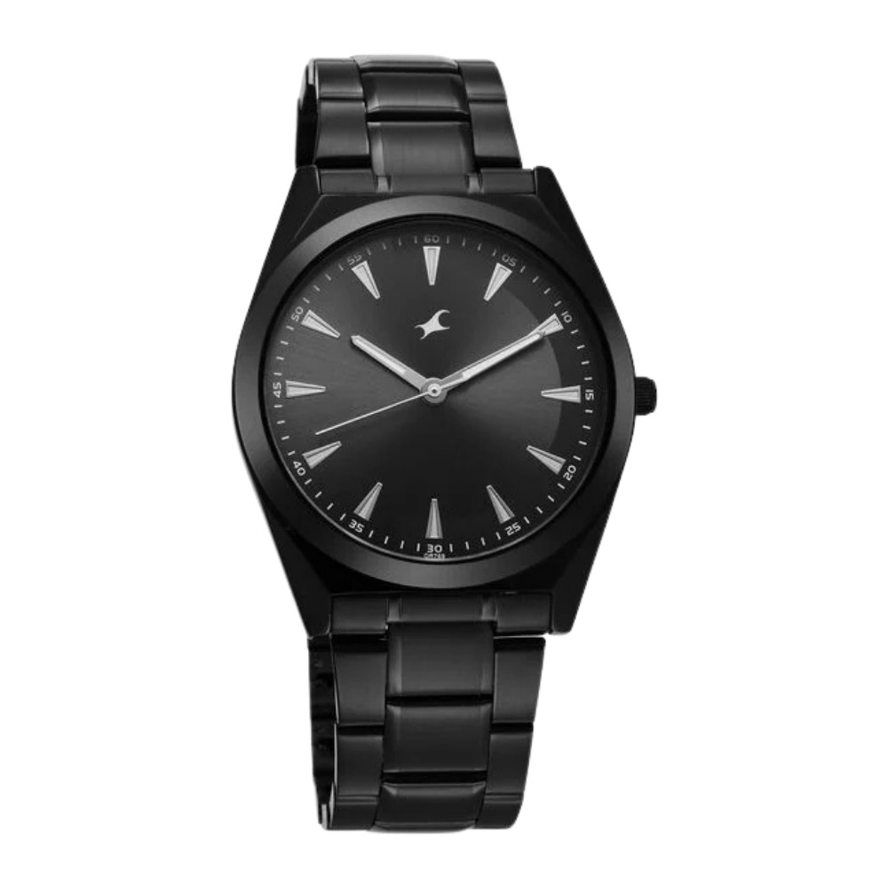 Fastrack Stunners X Quartz Analog Black Dial Stainless Steel Strap Watch For Guys (38162NM02)