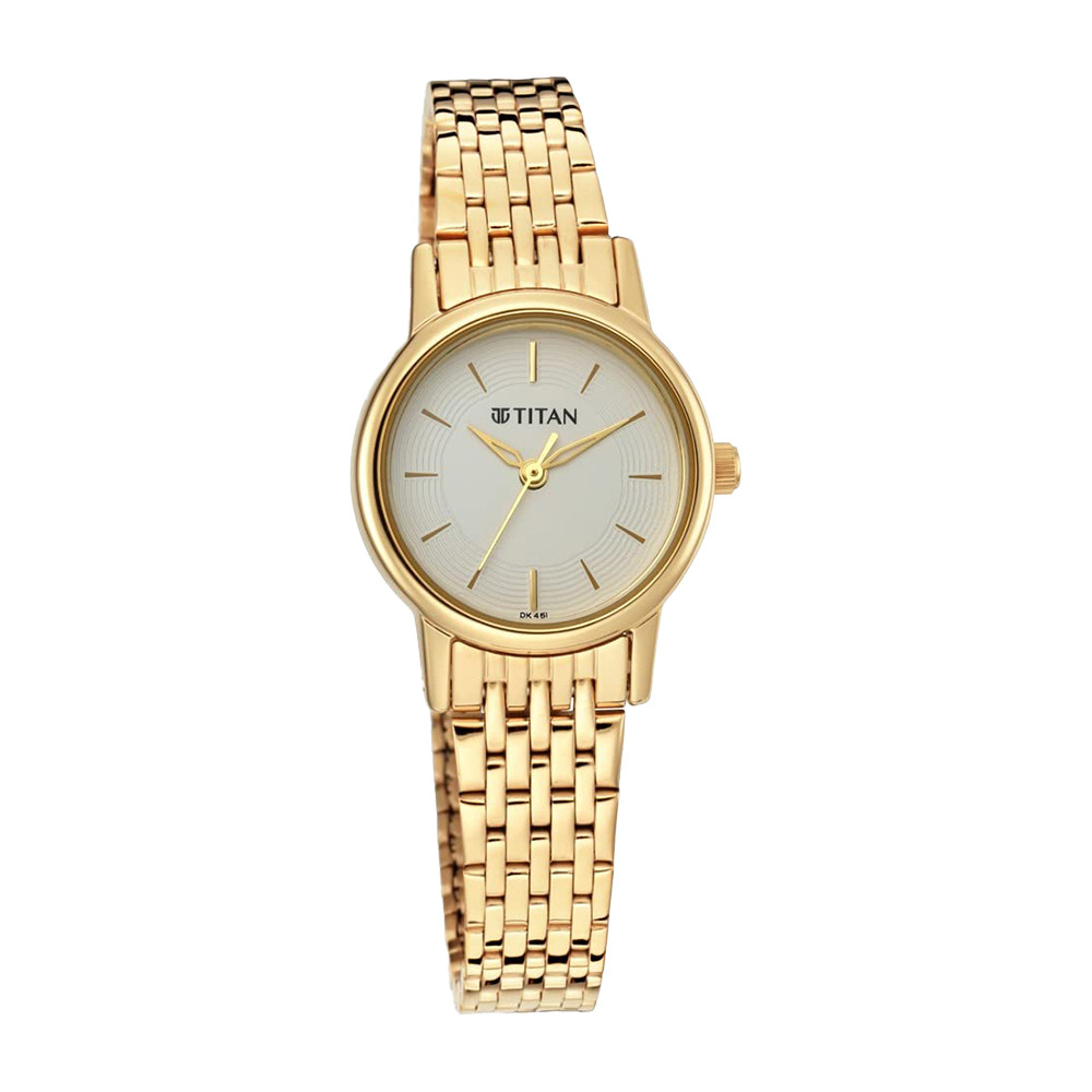 Titan Quartz Analog White Dial Metal Strap Watch for Women NP2593YM02