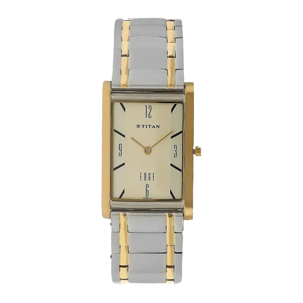 Titan Edge Champagne Dial Two Toned Stainless Steel Strap Watch NR1043BM01