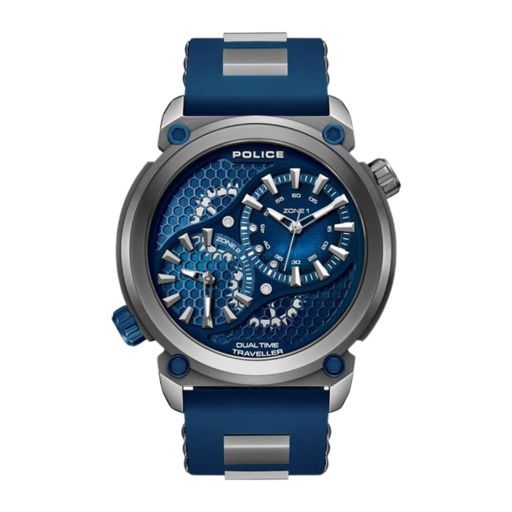 Police Quartz Analog Black Dial Blue Colour Silicone Strap Watch For Men PLPEWGM0071803